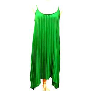 American Rags Swing Dress Small Green Pleated Wedding Guest Bachelorette Party